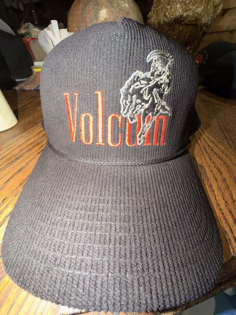 Volcom Cheat Death Trucker Hat Black Snapback Corduroy Cap